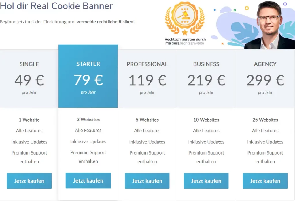 Wie viel kostet das Real Cookie Banner-Plugin?