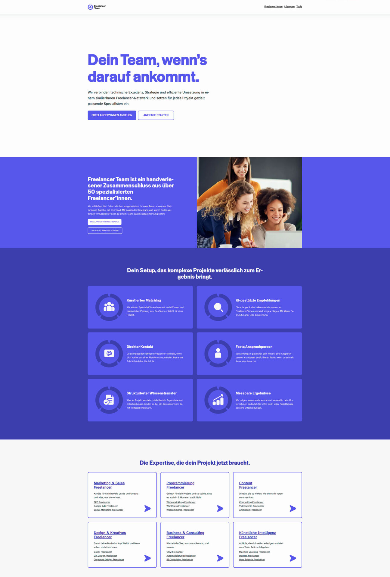 Freelancer Team Dein Team, wenn’s darauf ankommt.